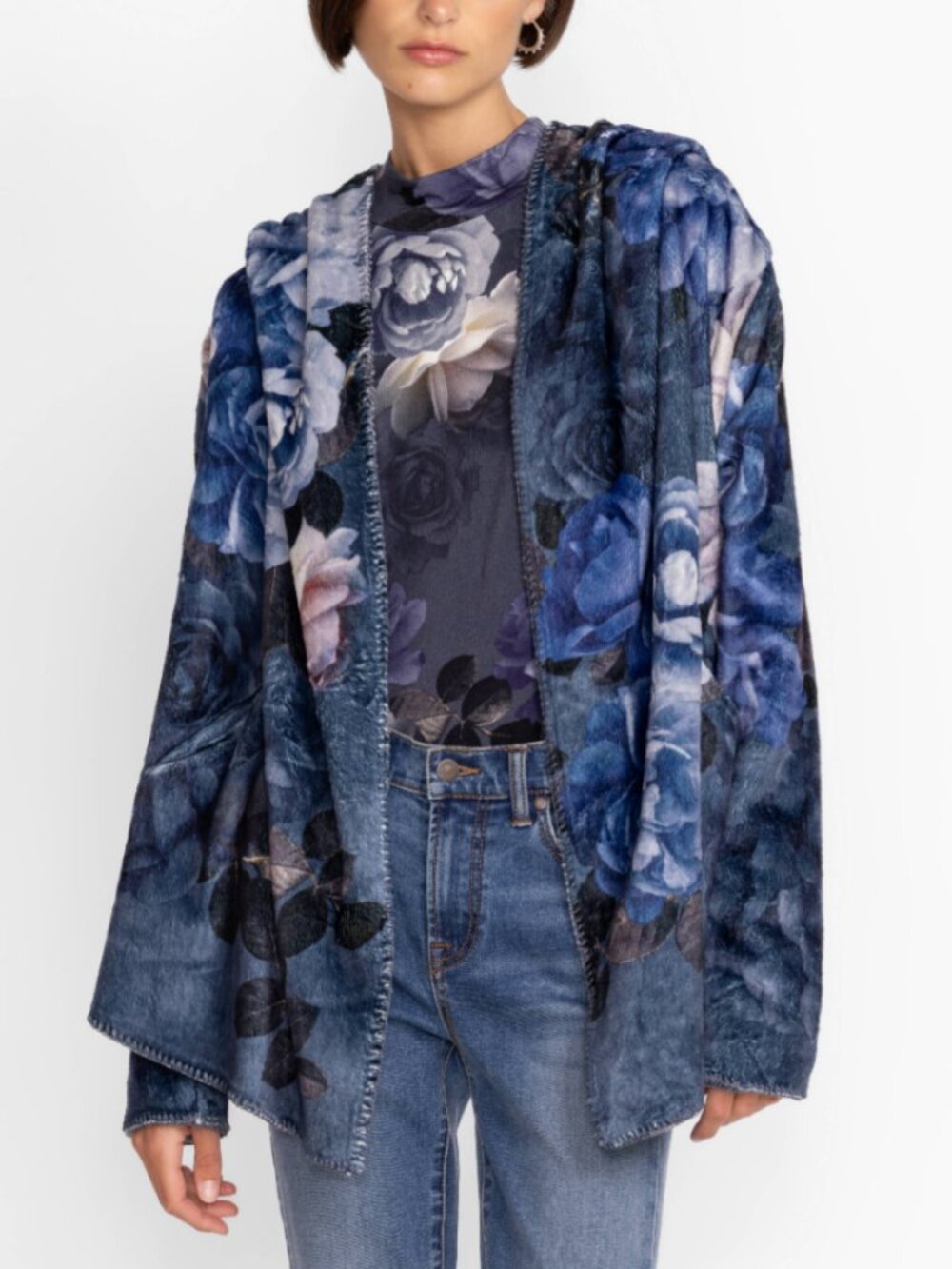 NWOT Johnny Was Biya Sherpa Jacket, Grey Peony, Large